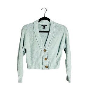 Mint Pastel Green‎ V-Neck Chunky Button Cardigan TexturedSmall